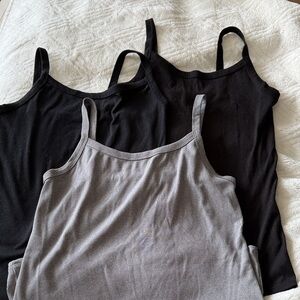 Everyday Ribbed Cami Tank Top - Black & Gray